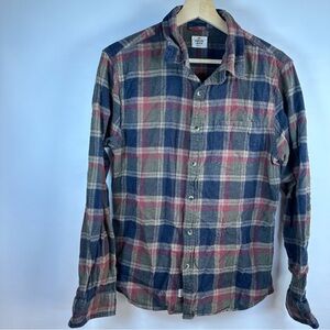 Marine Layer Blue Red Long Sleeve Button Down Shirt